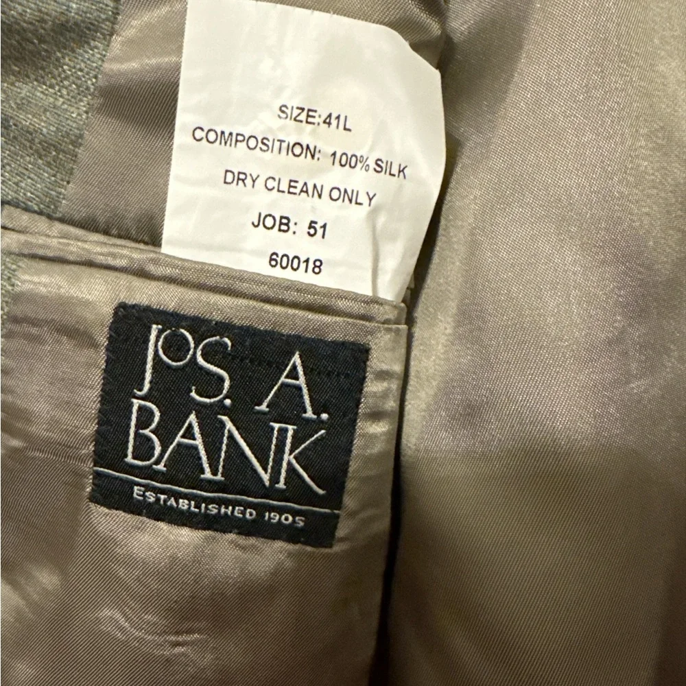 NWT Jos. A. Bank Executive Gordon  100% Silk Jacket Sage Size 41‎ Long Blazer